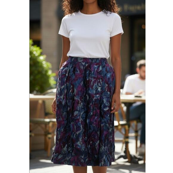Melvyn Paul Vintage Blue & Purple Midi Skirt - Picture 1 of 5